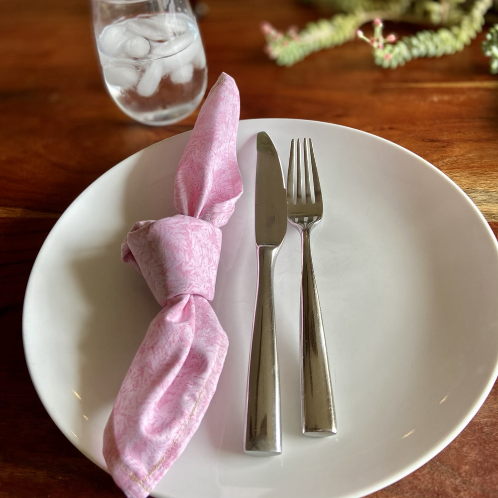 Pastel Pink with Leaf Print Cloth Napkin, 13in